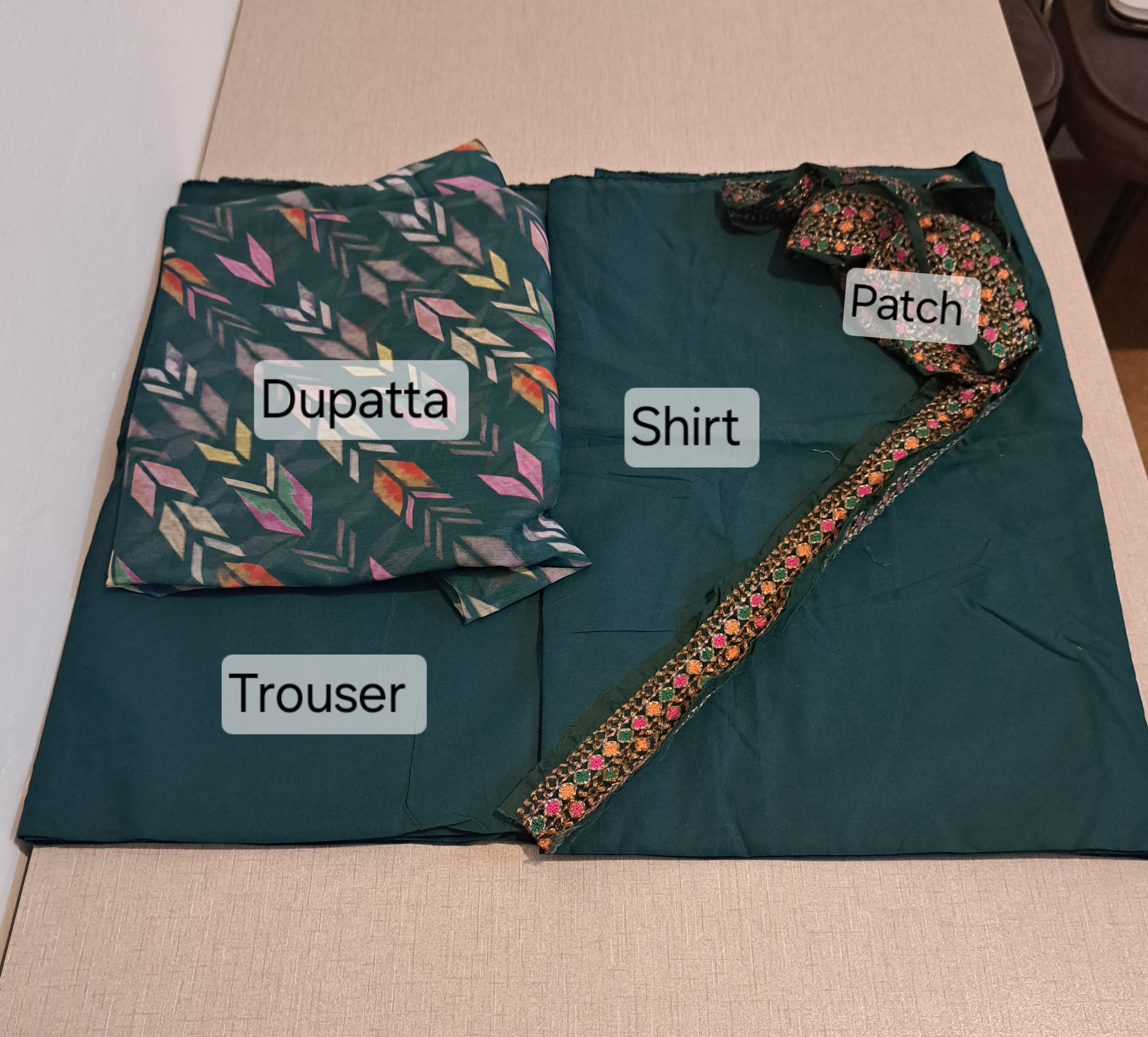 Zara Shahjahan 3 piece bottle green